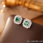3#Emerald Zirconia Stud Earrings