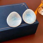 8#Silver Needle-Blue-Drip Oil Geometric Round Stud Earrings