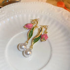 8#Silver Needle-Gold Pink (Green Leaf Flowers)