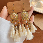 3-National Style Gold Feather Tassel Ear Hook 235