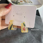2546 Small Flower Square C Ring Yellow 925 Silver Needle