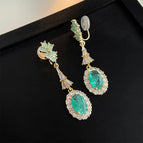 Heavy Industry Long Ice Flower Zircon Ear Clip Style