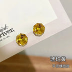 He10【8mm Amber Yellow Flat Spiral】Millennium Rose Cut