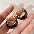 2411186B Gray Black Hoop Earrings