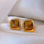 Square Resin Leopard Print Stud Earrings