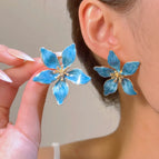 Painting Oil Flower Stud Earrings ~ 7818