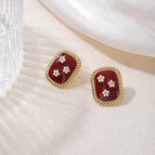 Wine Red Ear Studs