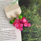 Turquoise and rose pink grape earrings