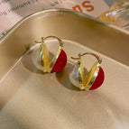 Red Flocked Pearl Earrings