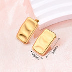 30 X19mm (Needle Thickness: 0.7) / Concave-Convex Rectangular Earrings (Gold) / 1 Pair/Package