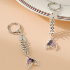 One Size / Purple / 2 PCs Stainless Steel Fishbone Earrings