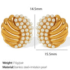 Eh715 White Pearl Gold Earrings