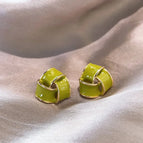 8#Green Triangle Earrings