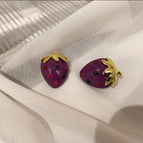 Purple Strawberry Stud Earrings