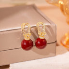 54# Gold Micro Inlaid Pearls Stud Earrings