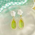 Pearl Camellia Water Drop Ear Studs