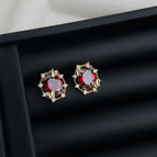 Burgundy Zircon Butterfly-Silver Needle