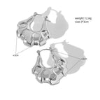 Fan-Shaped Hollow Earrings Steel Color MS-012