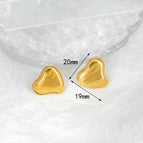 Small Peach Heart Hollow Earrings-Gold