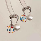 Colored Polka Dot Metal Earrings