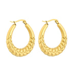 D Striped Hollow Earrings-Gold Ke109530-WGMW