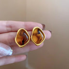 26# Silver Needle-Gold/1.3*1.1cm-Brown color (real gold plating)
