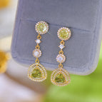 Olive Green Zircon Stud Earrings