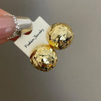 3785 Gold Round Ball Flashing Hemisphere 925 Silver Needle
