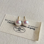 Bright White 10mm Steamed Bread Pearl Stud Earrings