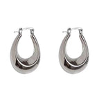 Oval Hollow Earrings Steel Color MS-020
