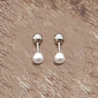 Single-head Imitation Pearl Silver Earrings / 5mm Pair