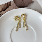 35#Ear Clip-Micro-embellished Flower Tassel