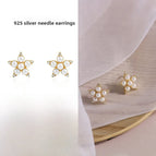 18#925 Silver Needle Earrings Pair