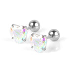Steel Color Heart-Shaped AB White Zirconium / 0.8*6*6 * 4mm