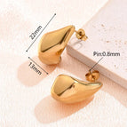 22x13mm (Needle Thickness:0.8mm) / Irregular Drop-Shaped Earrings (Gold) / 1 Pair/Package