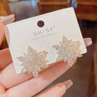 No. 27 Full Zirconium Snowflake Ear Stud (Real Gold Plating)