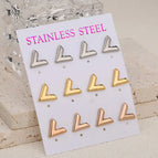 Letter V Ed83 / Gold Silver Rose Gold / 6 Pairs/Card