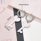 35x18.5mm / Large Light Gold Love Key Earrings (Steel Color) / 1 Pair/Package