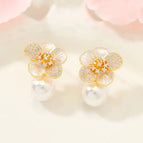 【Classic Hot Sale】EH-0533 Camellia Ear Studs【Real Gold Plating Thickened Sapphire】