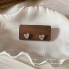 Silver Love Heart Stud Earrings