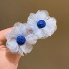 Super Fairy Blue Mesh Flower Earrings