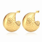 Beating Pattern Semicircle Hollow Earrings Golden MS