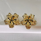 2405039A Black Diamond Metal Flower (S925 Silver Needle)