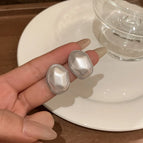 40# irregular pearl silver stud earrings