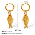 Eh834 Red Diamond Gold Earrings