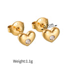 Single Drill Love Heart Stud Earrings 923-D