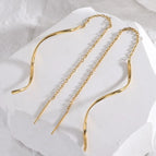 Curved Piece Hanging Earrings Gold