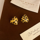 925 Silver Needle-Yellow Leopard Triangle Stud Earrings (Bb3128)-