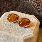 20#French irregular amber earrings