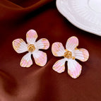 E0199 Silver Needle-Gold/1.3*1.1cm-White-Pink